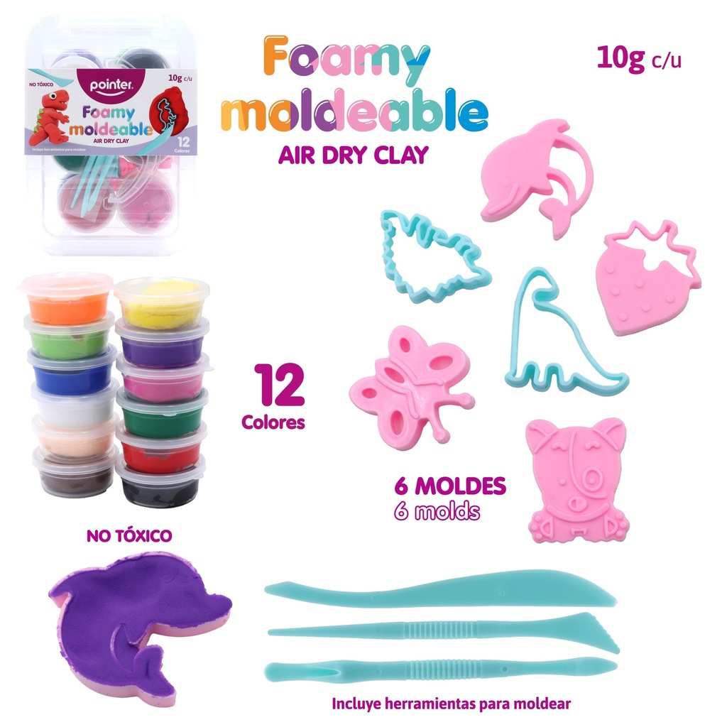SET DE FOAMY MOLDEABLE 12 COLORES