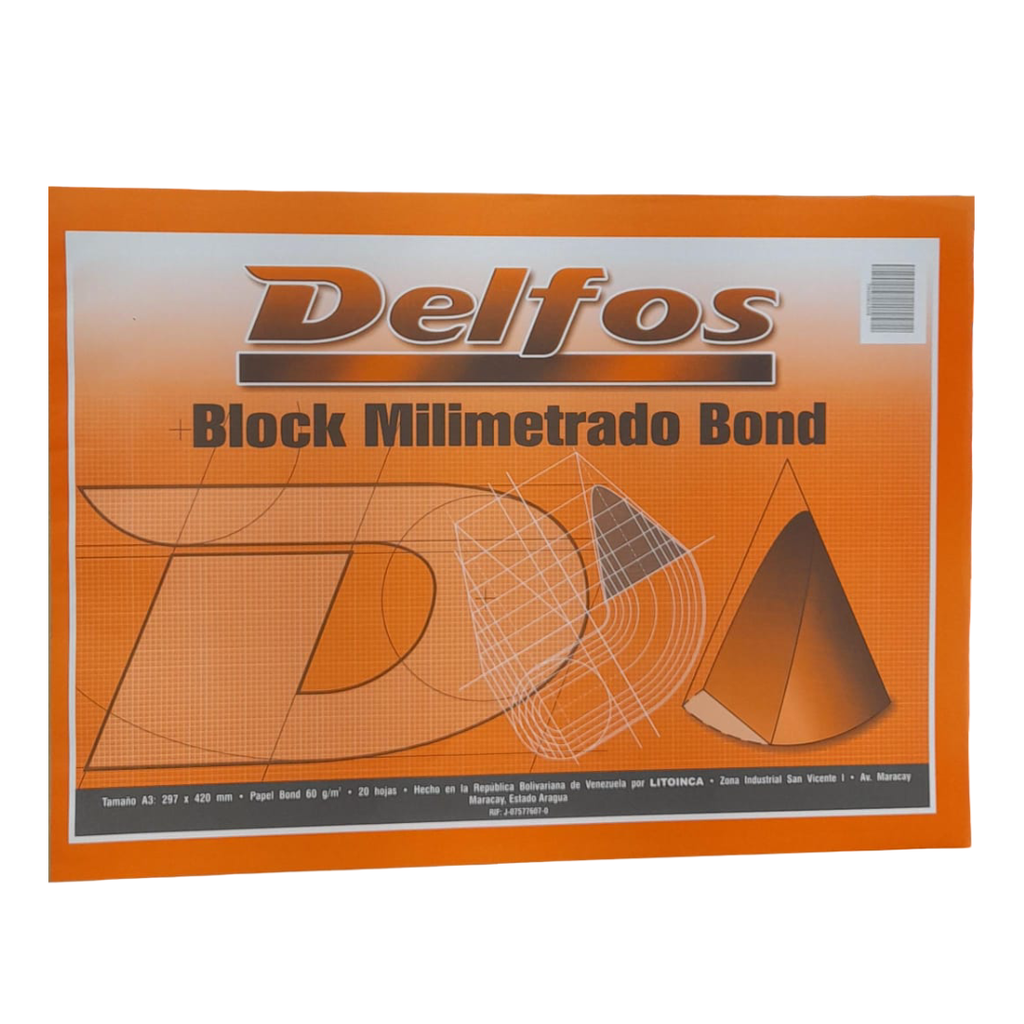 BLOCK MILIMETRADO BOND DELFOS NARANJA DIN/A3 - 20HJ 29,7x42CM