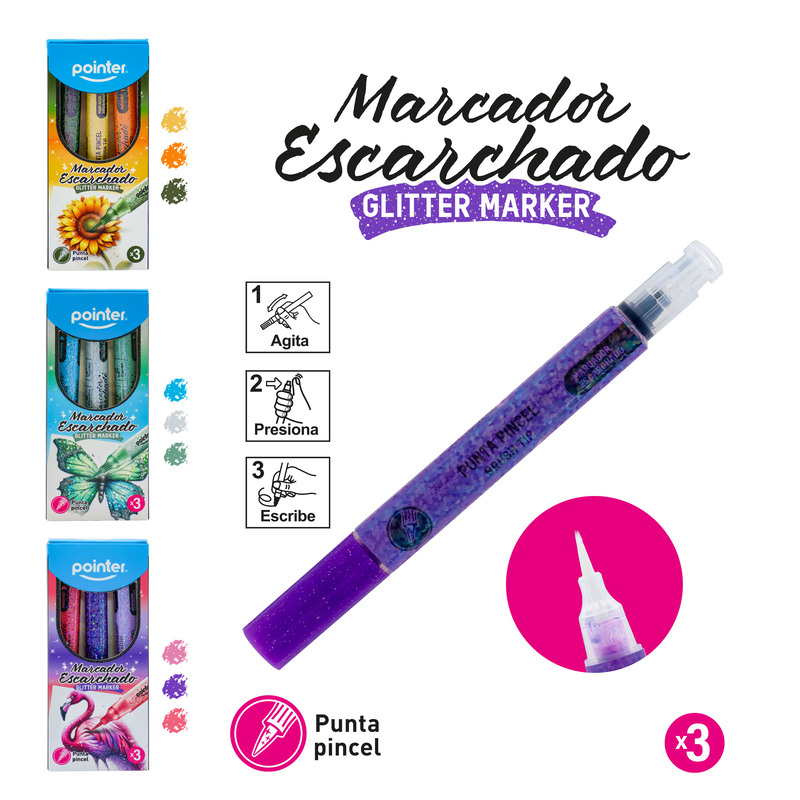 MARCADORES ESCARCHADO LETERING PREMIUM x3PZS - TONALIDADES
