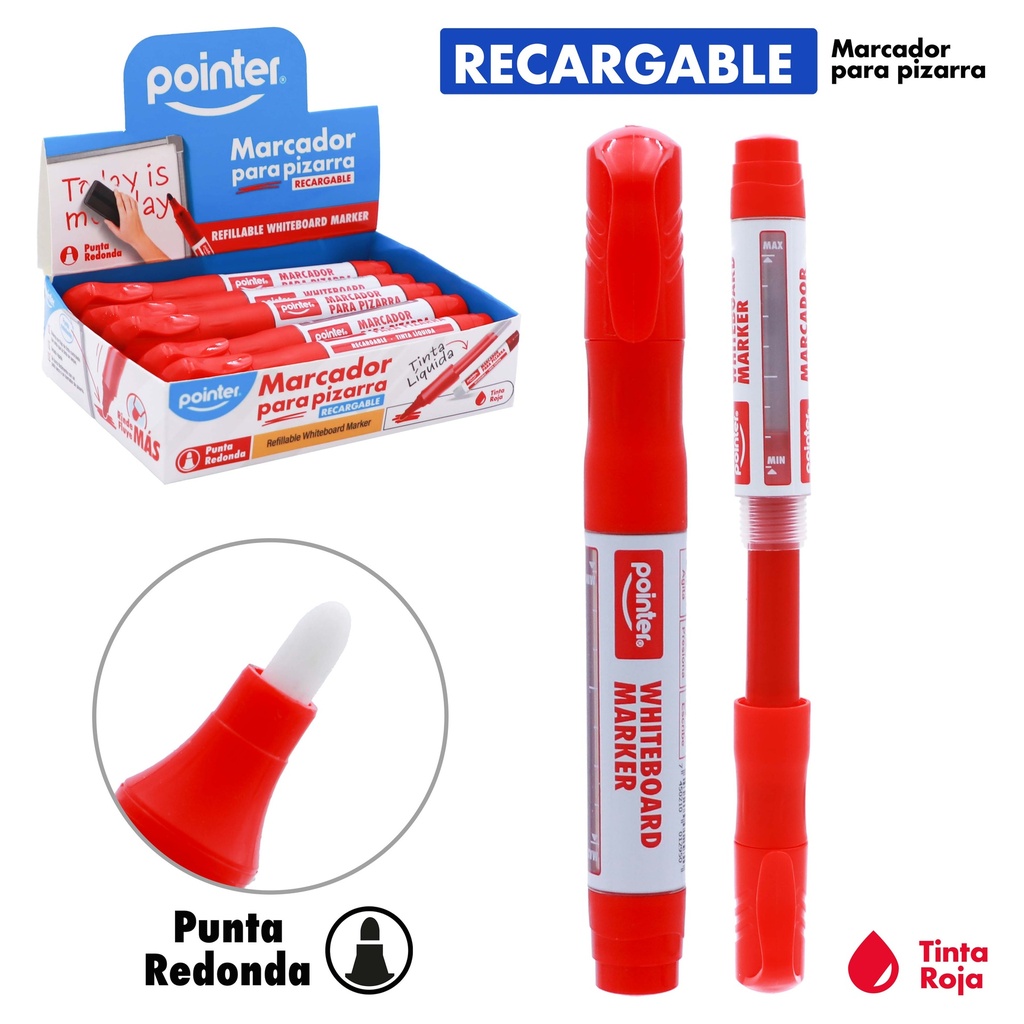 MARCADOR RECARGABLE PARA TABLERO TINTA ROJA