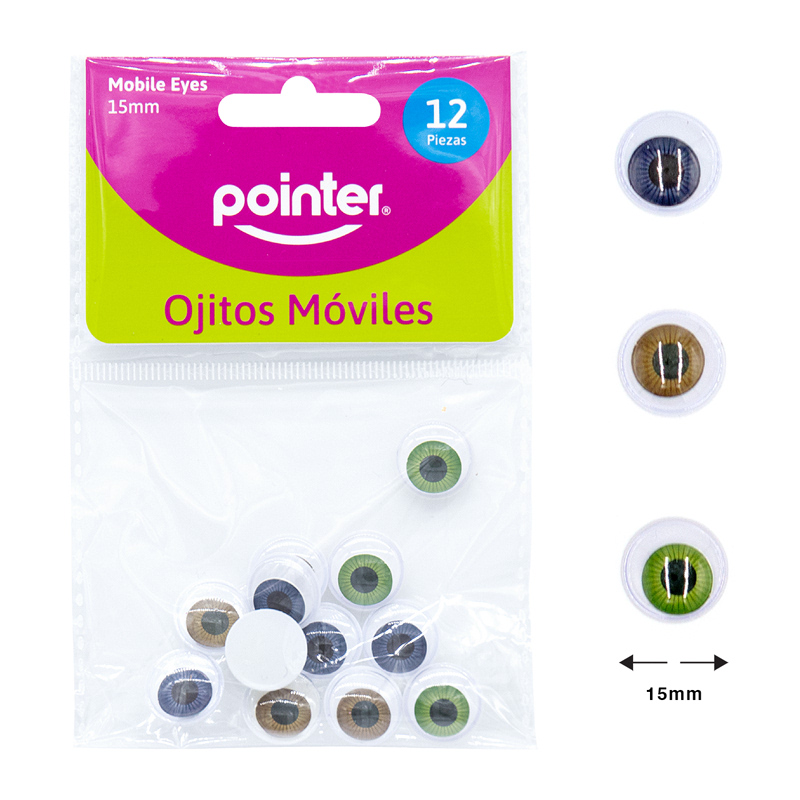 OJITOS MOVILES PARA MANUALIDADES - 15MM x12PZAS