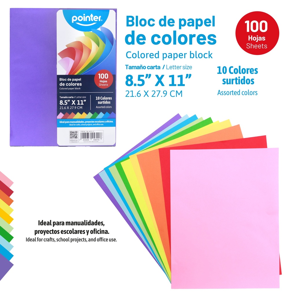 PAGINAS DE COLORES SURTIDOS - CARTA (21.6 x 27.9CM) UNIDAD