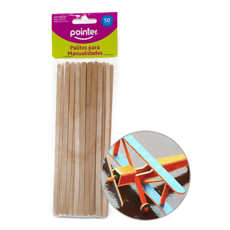 PALITOS PARA MANUALIDADES (COLOR NATURAL) - 19 x 0.5 x 0.15CM x50PZAS
