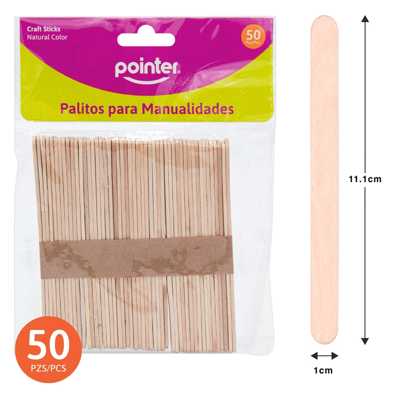 PALETAS PARA MANUALIDADES x50PZAS (COLOR NATURAL)