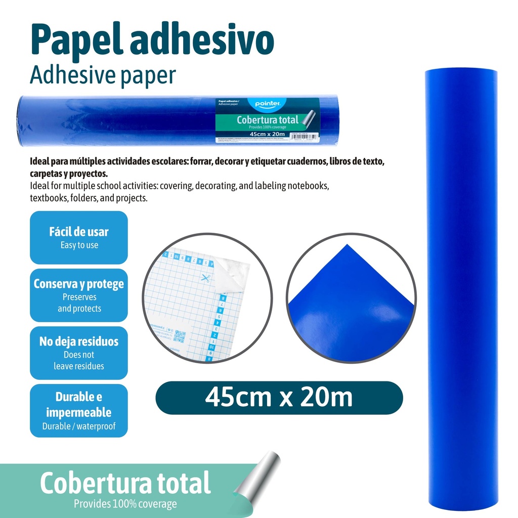 PAPEL ADHESIVO 20M AZUL