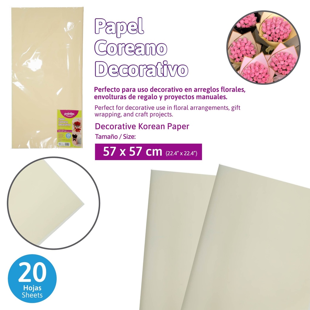 PAPEL COREANO CREMA 57x57CM