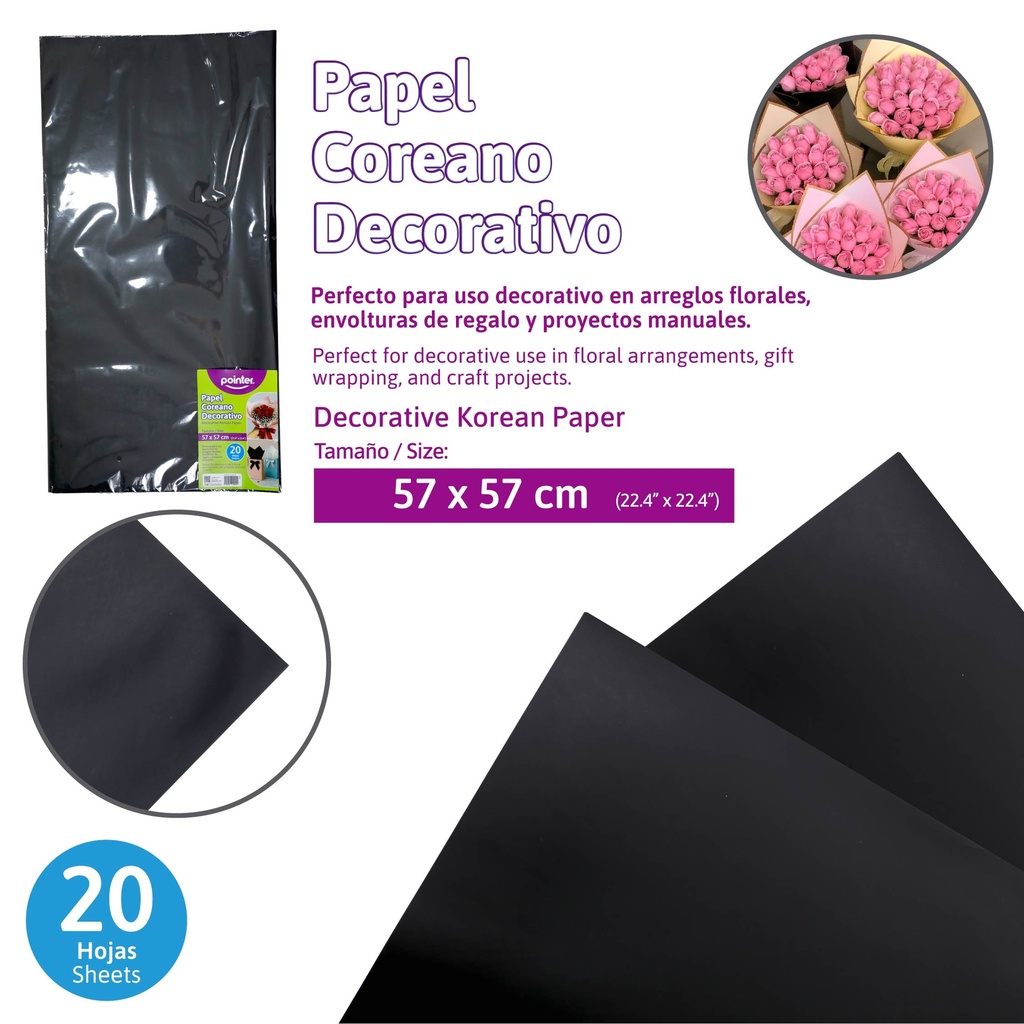 PAPEL COREANO NEGRO 57x57 cm