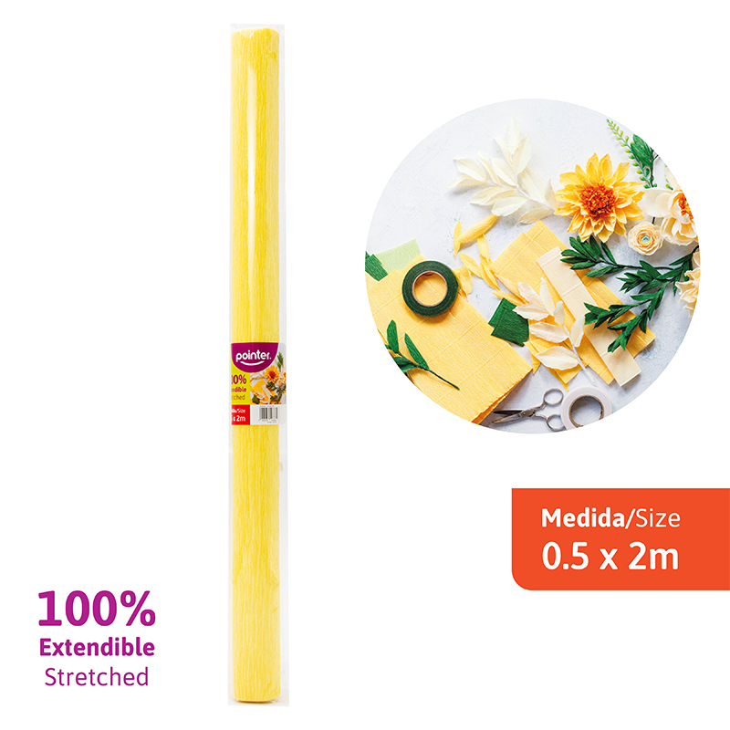 PAPEL CREPE ELASTICO - AMARILLO (0.5x2M)