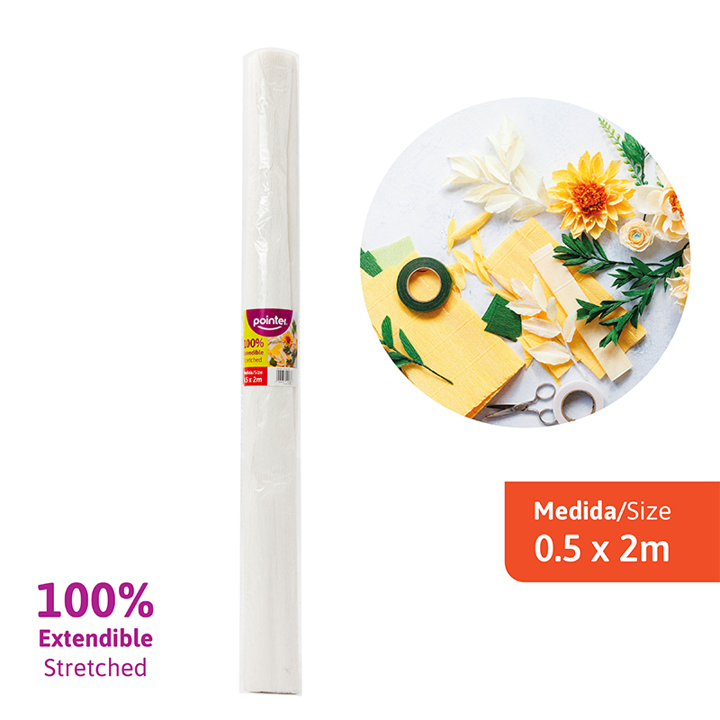 PAPEL CREPE EXTENDIBLE - BLANCO (0.5x2M)