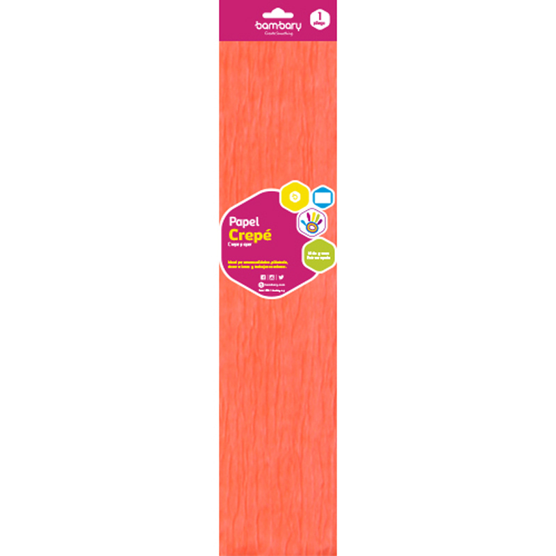 PAPEL CREPE NARANJA NEON - 50CM x 2M