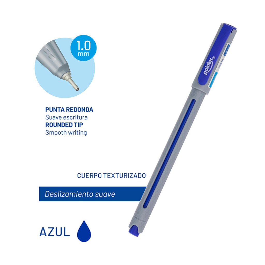 BOLIGRAFO TINTA AZUL 1.0MM - CUERPO TEXTURIZADO UNIDAD
