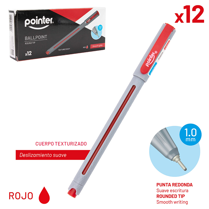 BOLIGRAFO TINTA ROJA 1.0MM - CUERPO TEXTURIZADO UNIDAD