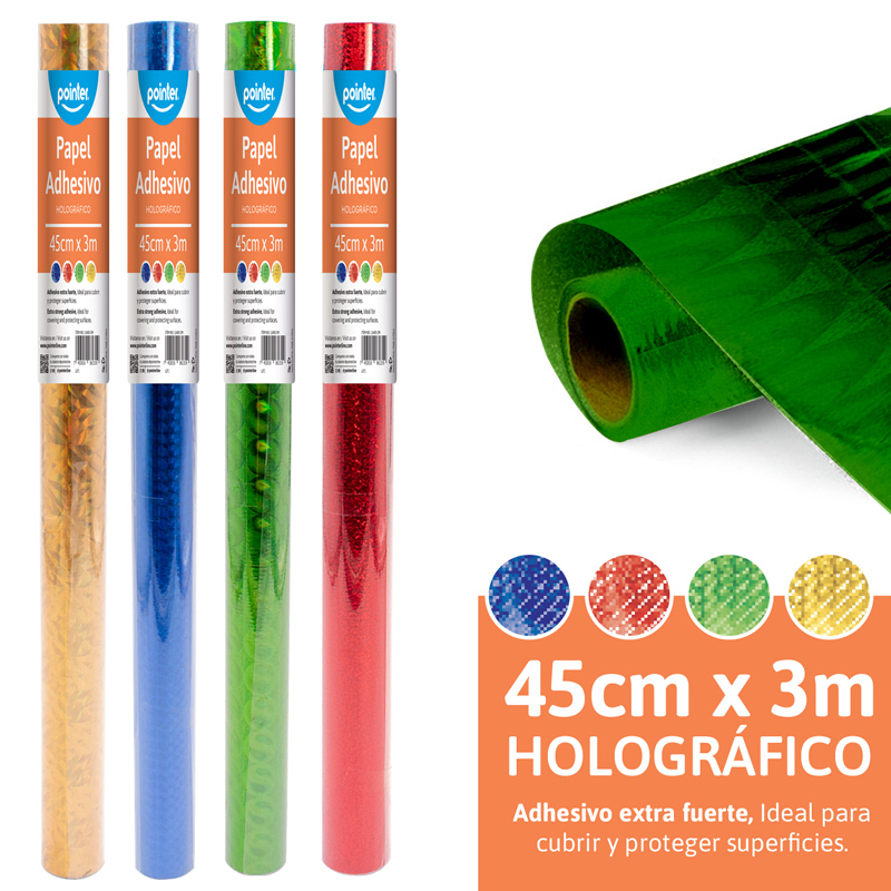 PAPEL HOLOGRAFICO ADHESIVO 45cm x 3m