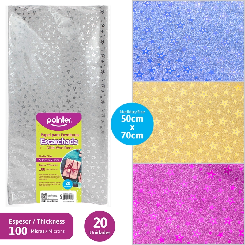 PAPEL PARA ENVOLTURAS 50x70cm (ESTRELLAS)