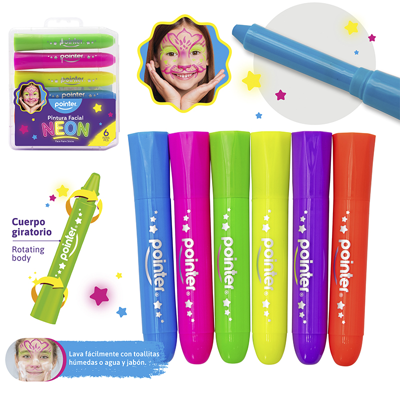 PINTA CARA NEON x 6