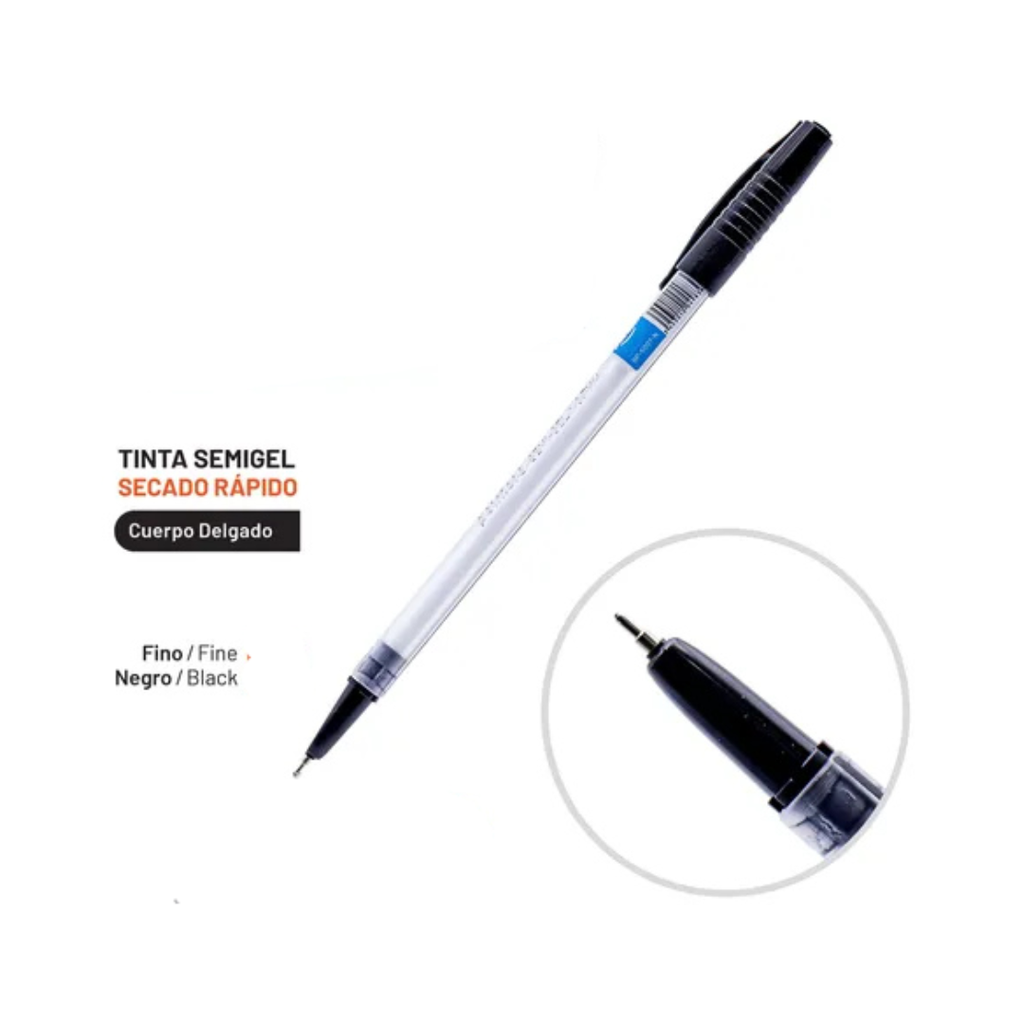 BOLIGRAFO SEMIGEL ULTRA SUAVE NEGRO 0.7 MM UNIDAD
