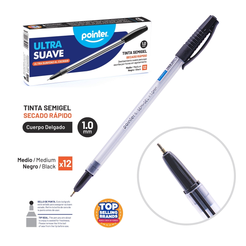 BOLIGRAFO SEMIGEL ULTRA SUAVE NEGRO 1.0 MM UNIDAD