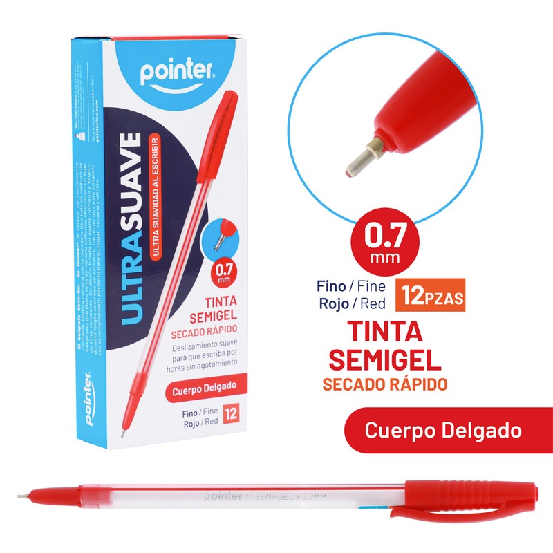 BOLIGRAFO SEMIGEL ROJO ULTRA SUAVE 0.7MM UNIDAD 