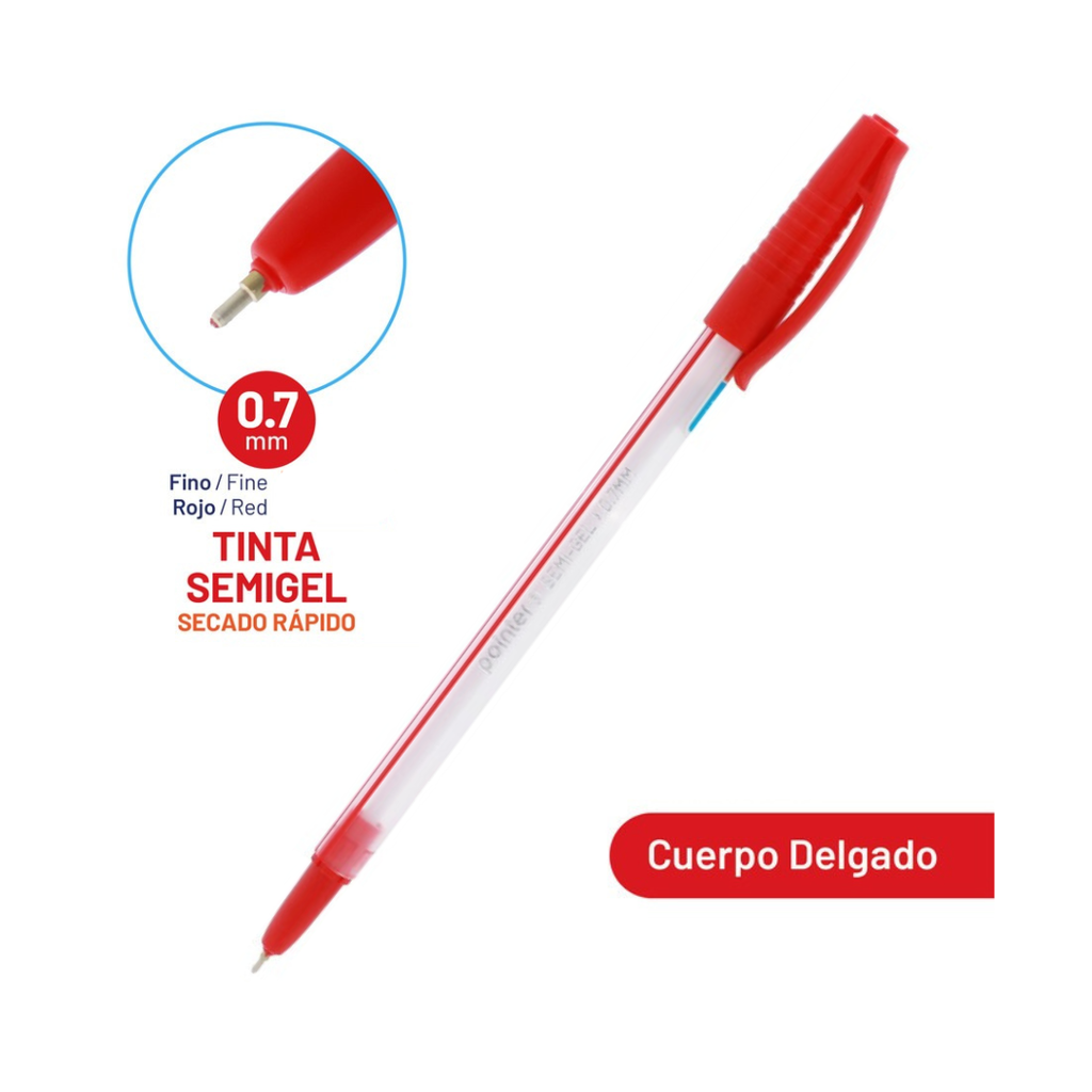 BOLIGRAFO SEMIGEL ROJO ULTRA SUAVE 0.7MM UNIDAD 