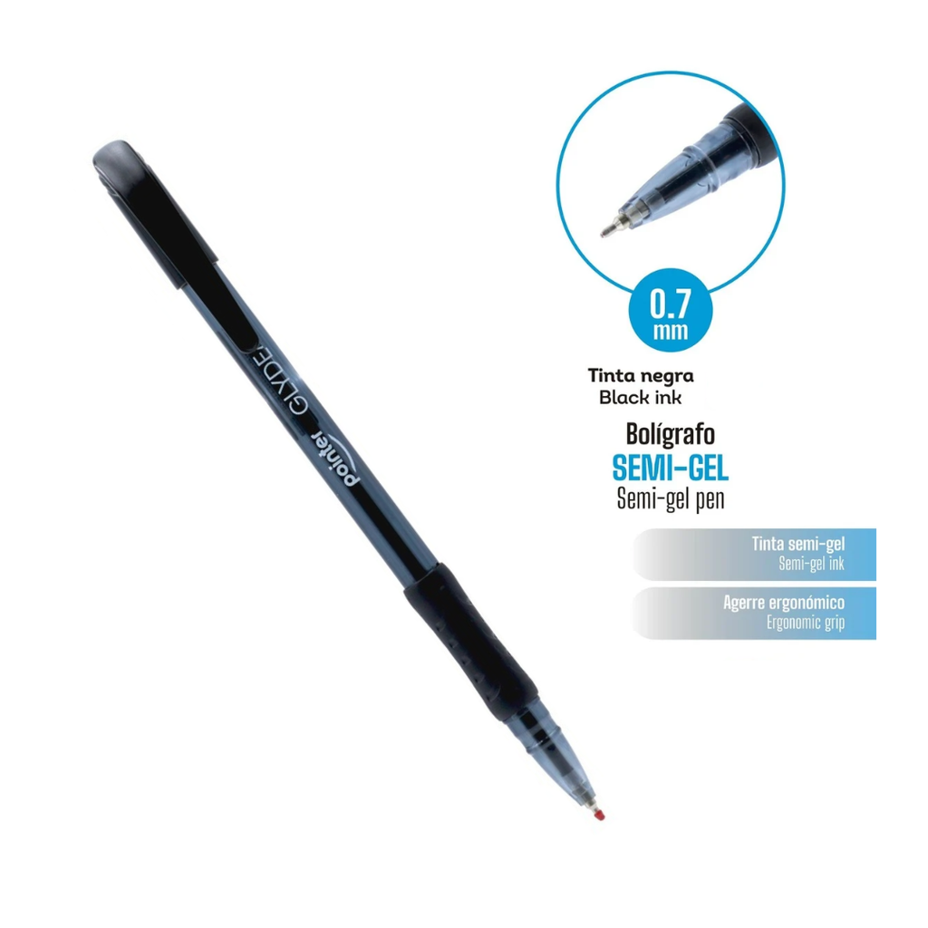 BOLIGRAFO SEMI GEL TINTA NEGRA 0.7MM UNIDAD