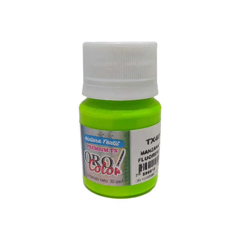 PINTURA TEXTIL PREMIUM MANZANA NEON 30ML