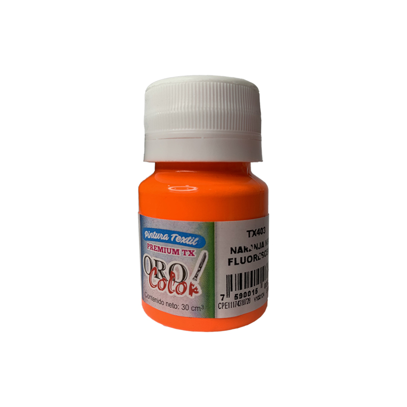 PINTURA TEXTIL PREMIUM NARANJA NEON 30ML