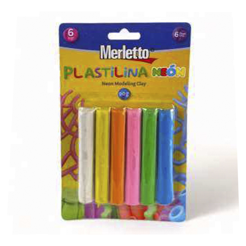 PLASTILINA NEON - 90g x6 COLORES
