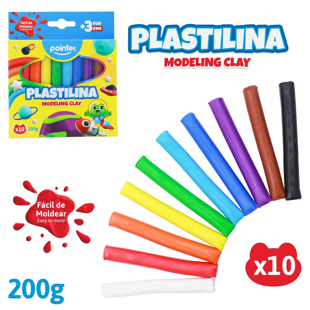 PACK DE PLASTILINAS PARA MOLDEAR x10 COLORES