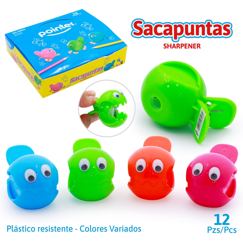 SACAPUNTAS PLASTICO CON DEPOSITO (PEZ)