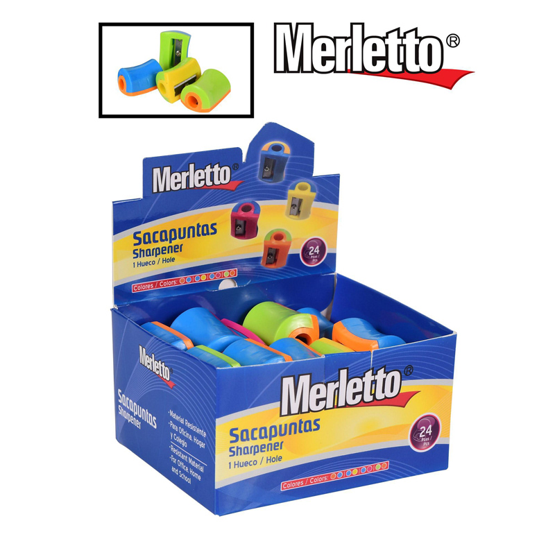 SACAPUNTAS PLASTICO BICOLOR 1 HUECO