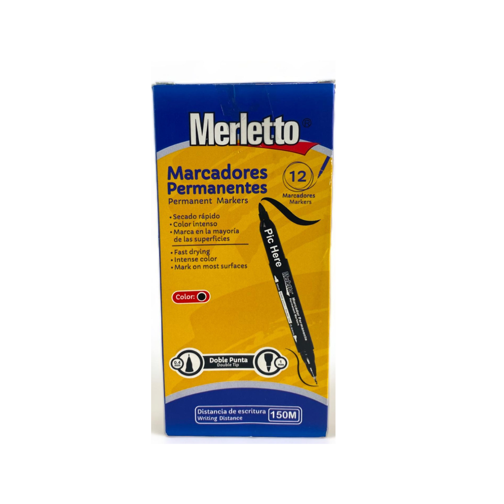 SET DE 12 MARCADORES PERMANENTES DOBLE P 0.4mm / 1