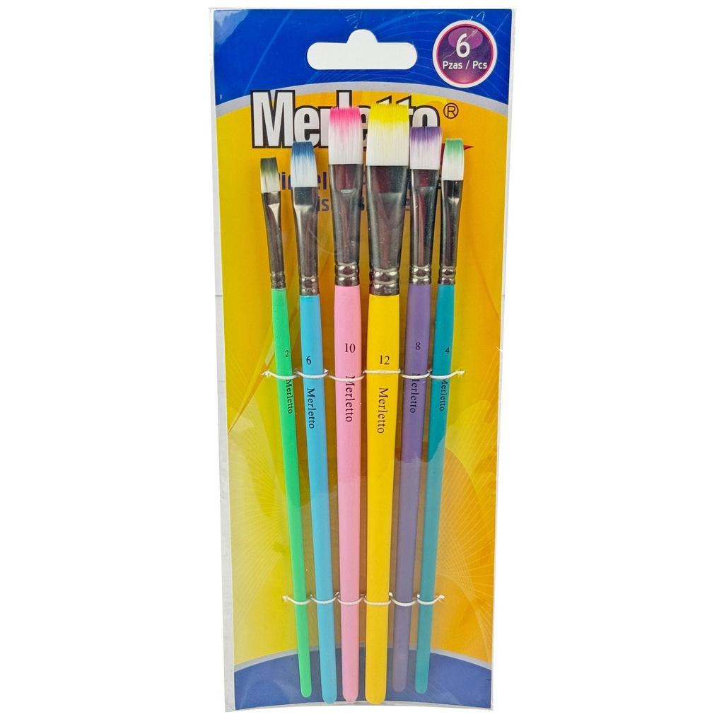 SET DE 6 PINCELES PLANOS CON #2,4,6,8,10,12
