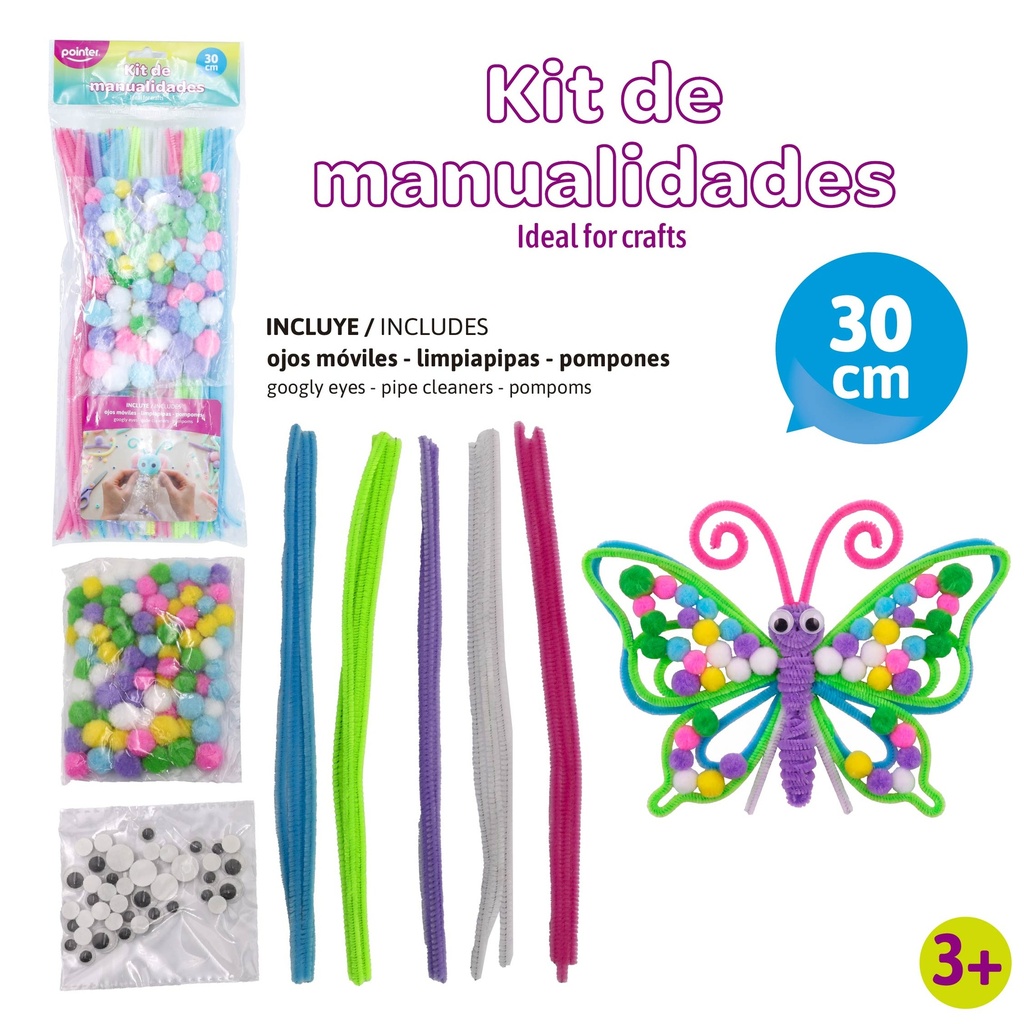 KIT DE MANUALIDADES (LIMPIA PIPAS, OJITOS MOVILES, POMPONES)