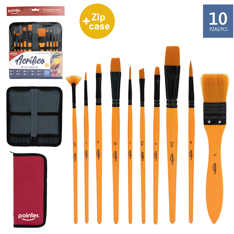 SET DE PINCELES PARA ACRILICO x10PZAS