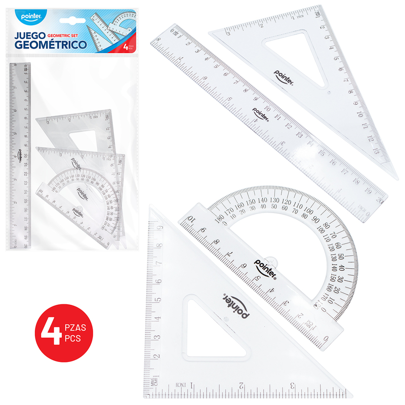 SET DE REGLAS GEOMETRICAS x 4 PZAS.