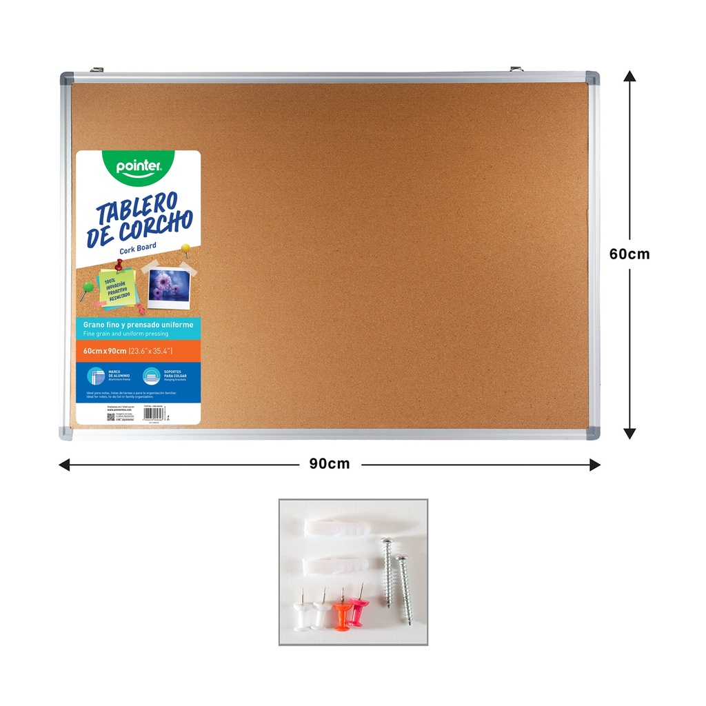 TABLERO DE CORCHO - 60 x 90CM