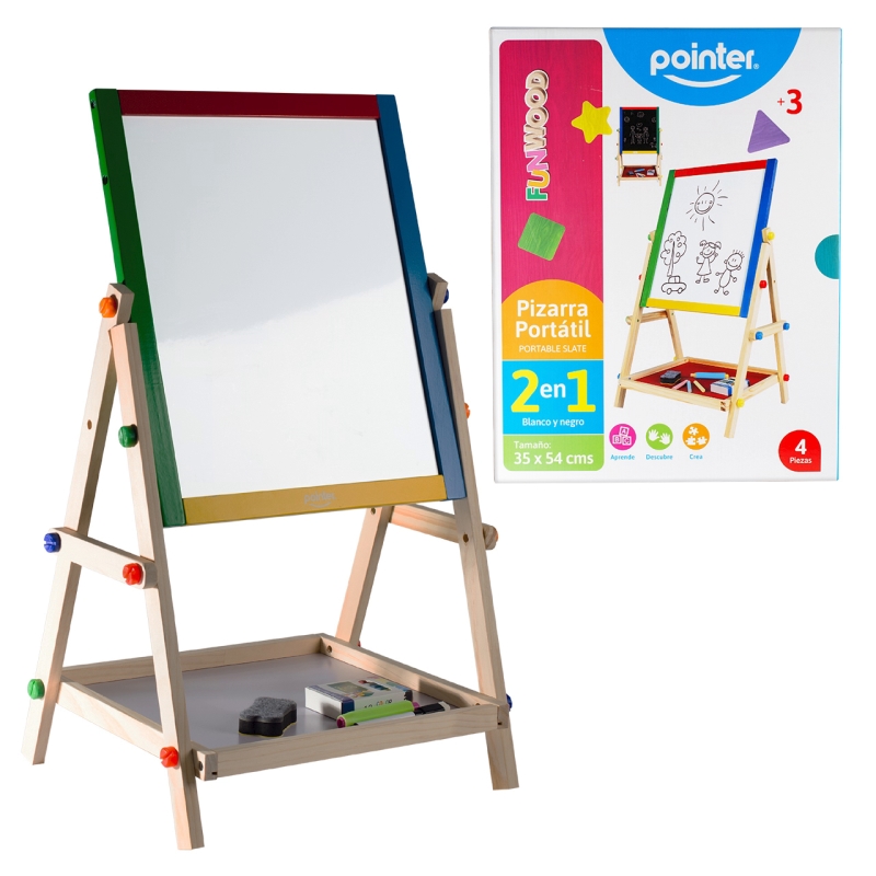 TABLERO PORTATIL 2 EN 1 (BLANCO Y NEGRO)