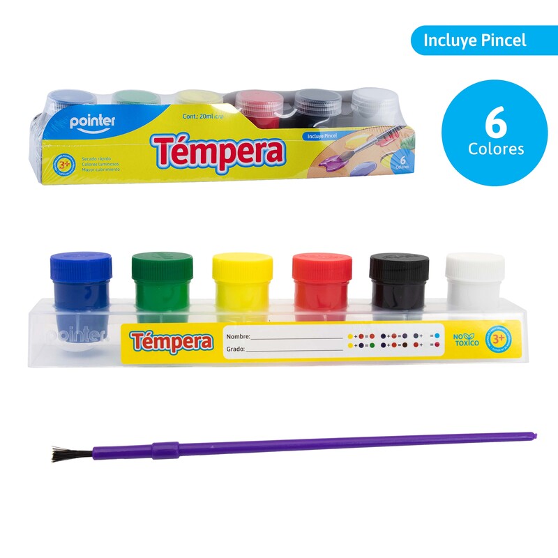 TEMPERA x 6 COLORES