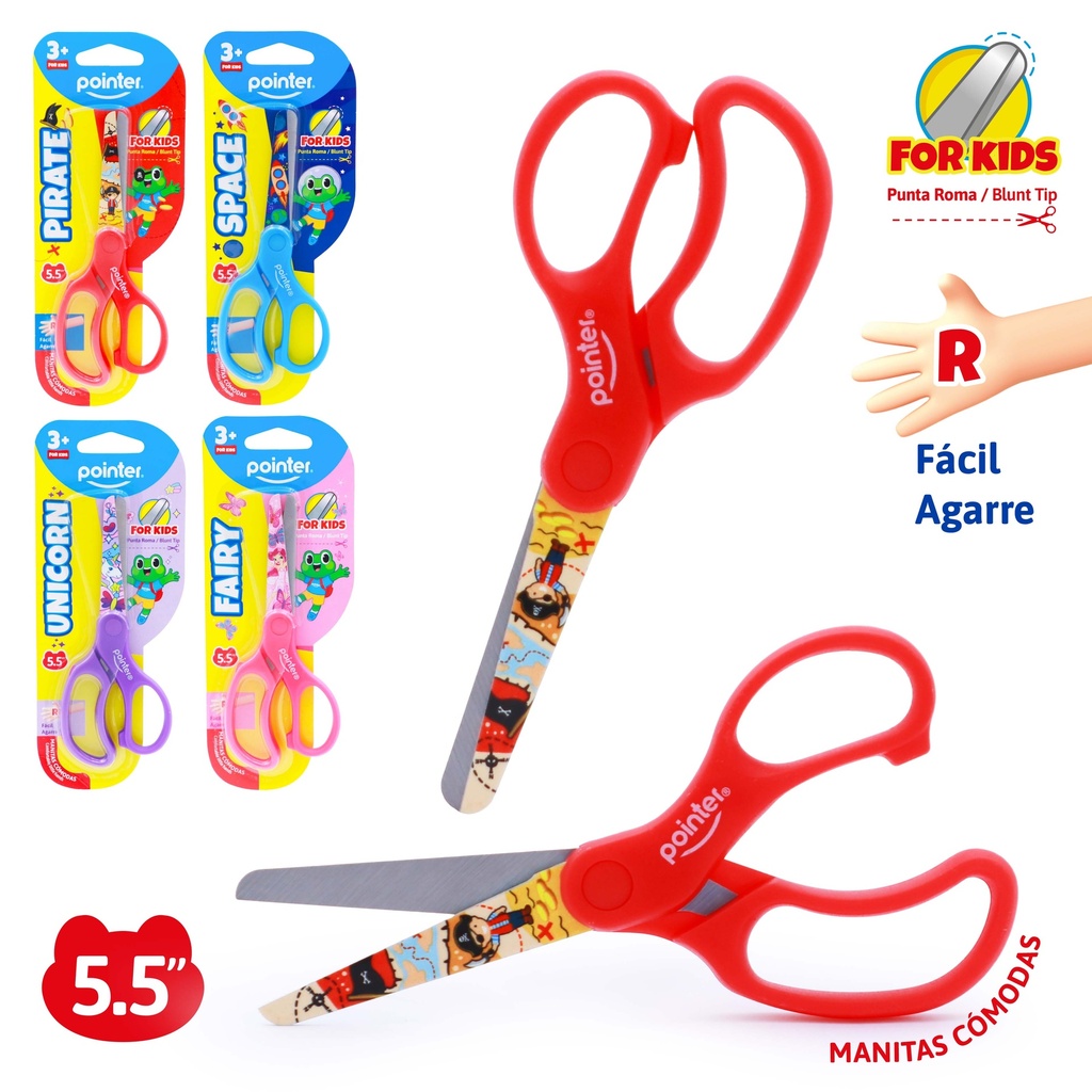 TIJERA ESTAMPADA PUNTA ROMA PARA NIÑOS 5.5"
