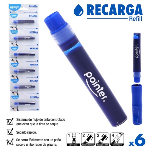 [WM-400-SP-BU] TINTA DE REPUESTO PARA MARCADOR DE TABLERO (AZUL)