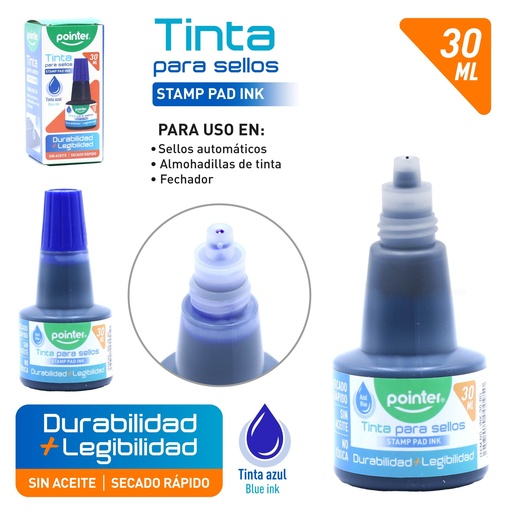 [INK-30-BU] TINTA PARA ALMOHADILLA PARA SELLOS (AZUL)