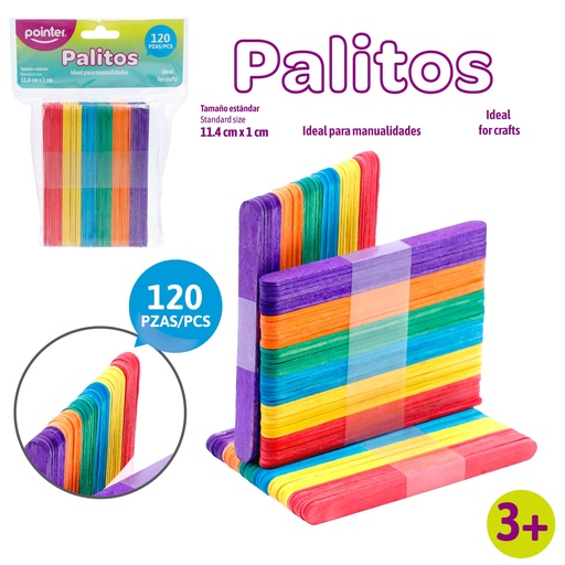 [30-CW-120CO] PALITOS DE COLORES PARA MANUALIDADES X120 PZS
