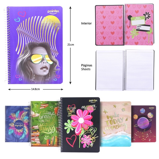 [NB-24146] LIBRETA ESPIRAL JUVENIL FEMENINA 14.8X21CM