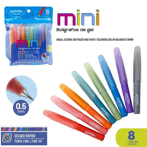 [GIP-25144] MINI BOLIGRAFO GEL 0.5MM 8 COLORES