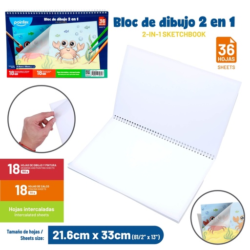 [DB-2617] BLOCK DIBUJO 2EN1 CON HOJAS CALCO 36 HOJAS