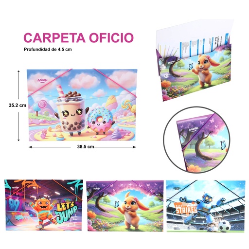 [FL2-25178] CARPETA OFICIO ELASTICO DISEÑOS INFANTILES