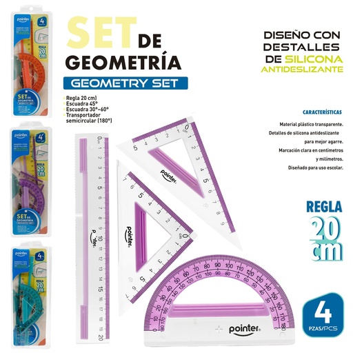 [RU-2614-20CM] SET GEOMETRIA 20CM ANTIDESLIZANTE 4PZAS