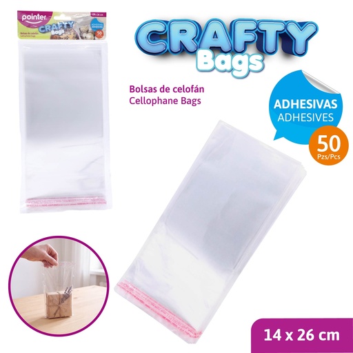 [OB-1426-S] BOLSAS CELOFAN ADHESIVAS 14X26CM 50PZAS