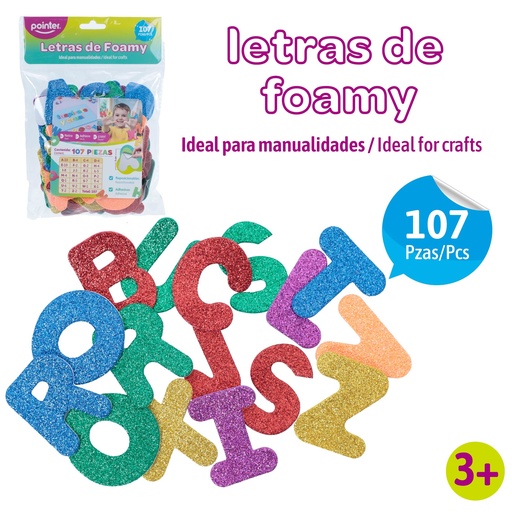 [ANC-2207-G] LETRAS FOAMY ESCARCHADAS 107PZAS