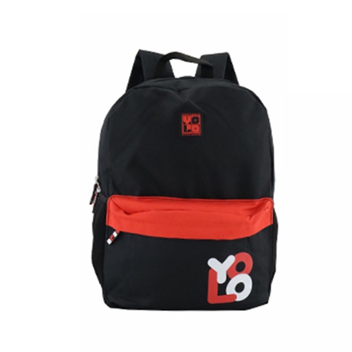 [42-70196] BOLSO JUVENIL COMBINADA NEGRO Y ROJO CON LOGO